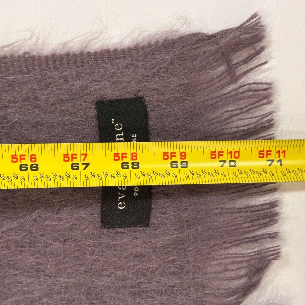 Evangeline Mohair Wool Throw Blanket Mauve Purple Fringe‎ | Luxury Cozy - Picture 4 of 5
